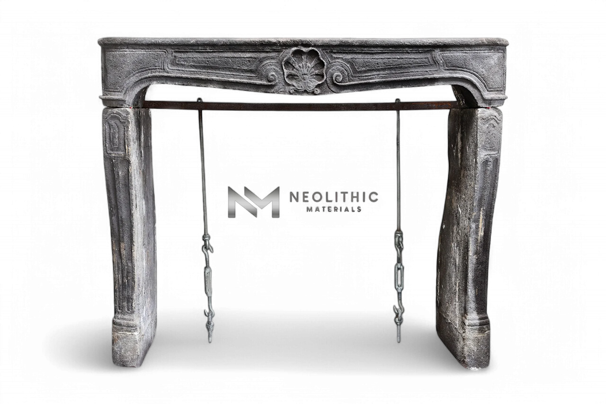 Antique Lava Stone Fireplace Mantel Louis XV Style - Image 1